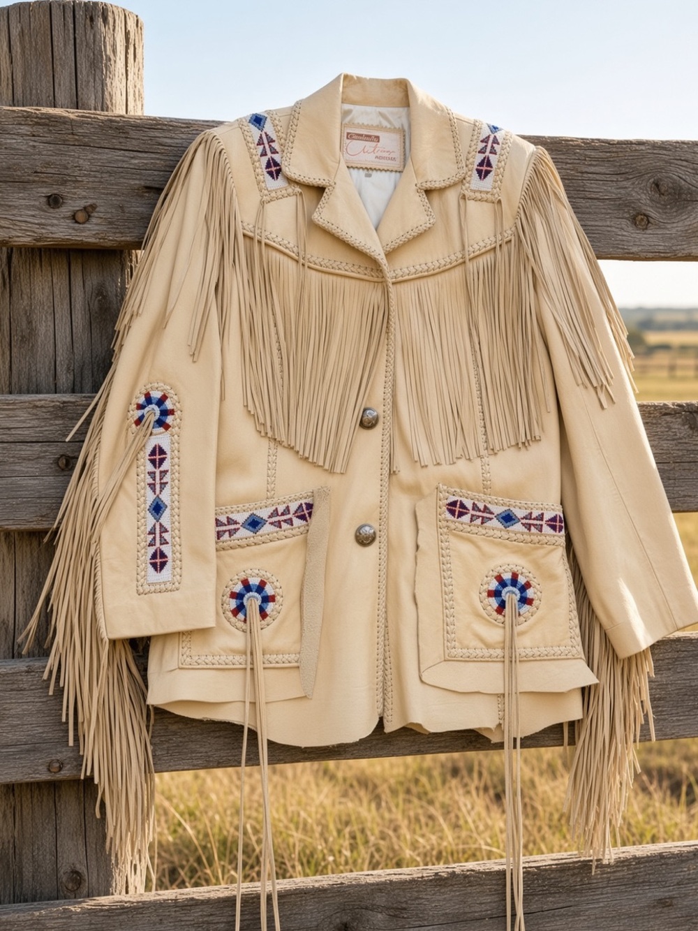Handmade hand beaded Arturo soft leather fringe jacket Native American RTL $1400